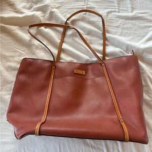 Tumi Orange Leather Tote Bag